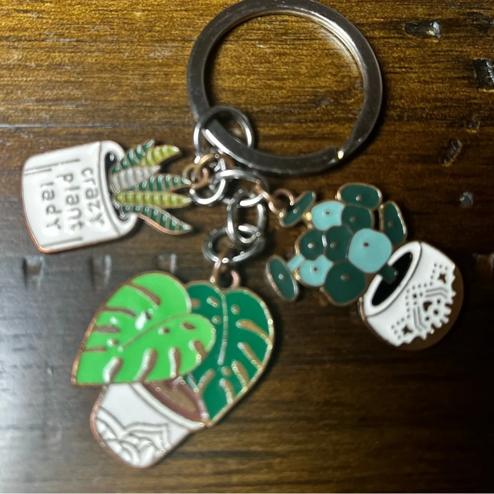 Crazy Plant Lady Key Chain Bag Charm Succulent Nature Green Leaves **Free Add On - Picture 4 of 4
